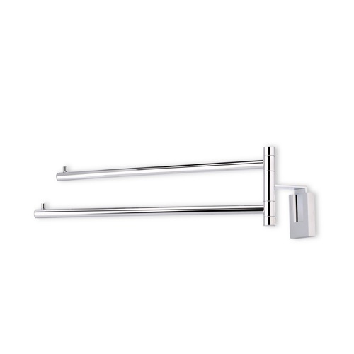 Swivel Towel Bar, StilHaus Q16-08, 12 Inch Chrome Double Swivel Towel Bar Q16-08